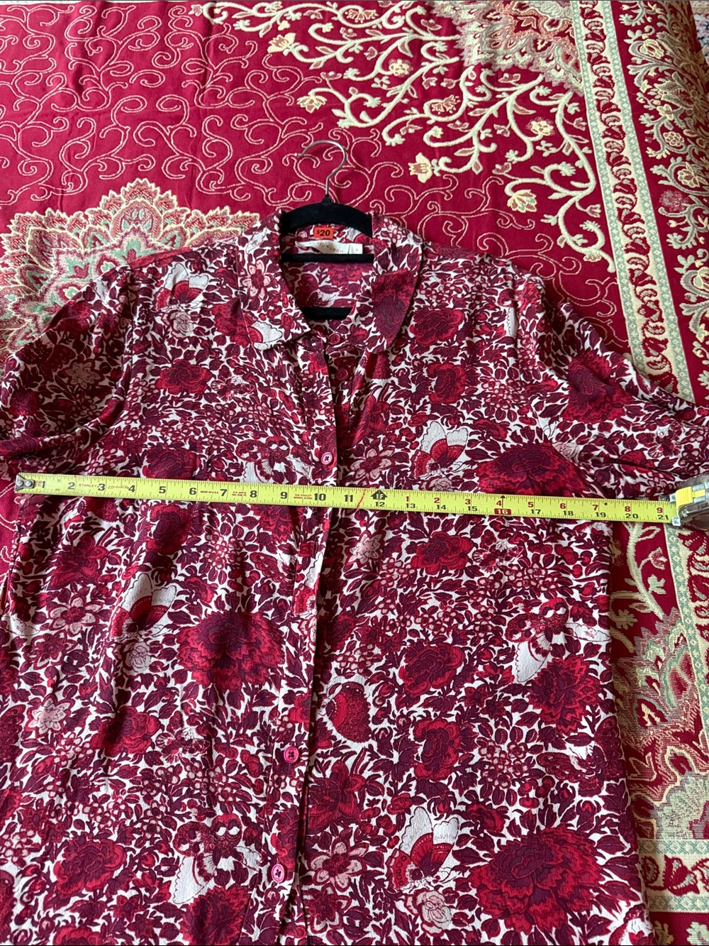 Tory Burch Cream and Red Floral Collared Blouse - Picture 9 of 10